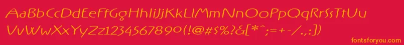 フォントRxOnefive – 赤い背景にオレンジの文字