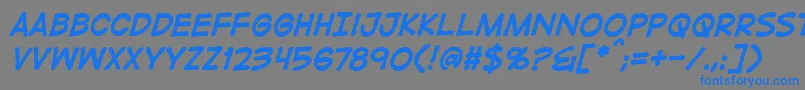 フォントDigitalstripbbBoldital – 灰色の背景に青い文字