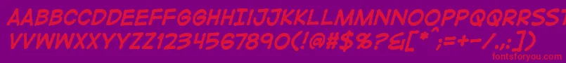 DigitalstripbbBoldital Font – Red Fonts on Purple Background