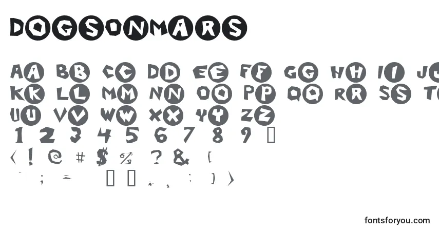 A fonte DogsOnMars – alfabeto, números, caracteres especiais