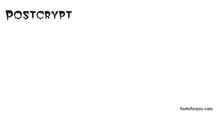 Czcionka Postcrypt – alfabet, cyfry, specjalne znaki