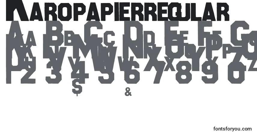 A fonte Karopapierregular – alfabeto, números, caracteres especiais