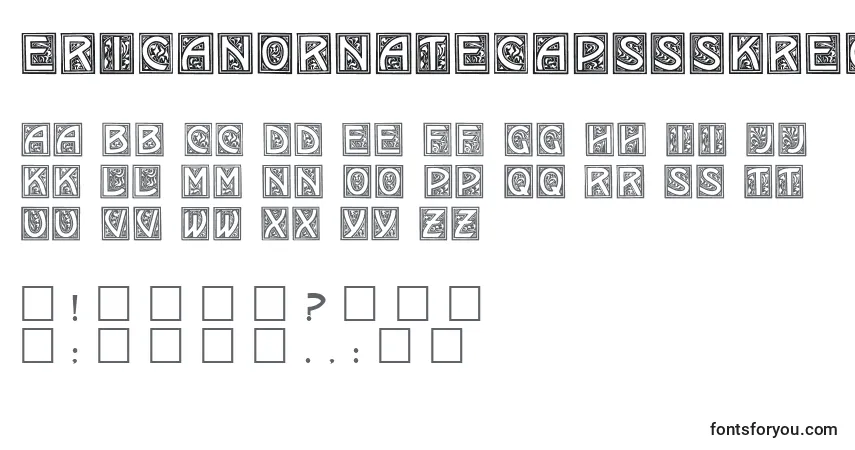 Шрифт EricanornatecapssskRegular – алфавит, цифры, специальные символы
