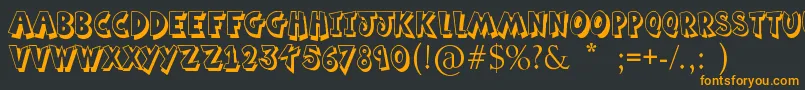 フォントMingInBling – 黒い背景にオレンジの文字