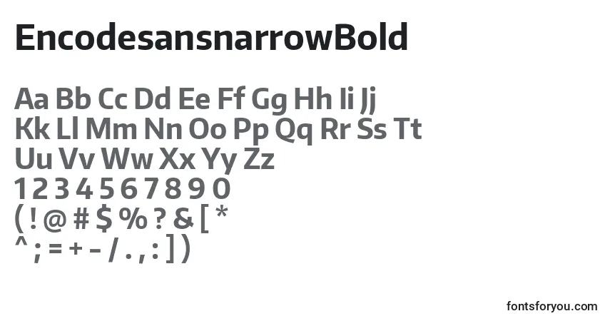 EncodesansnarrowBold-fontti – aakkoset, numerot, erikoismerkit