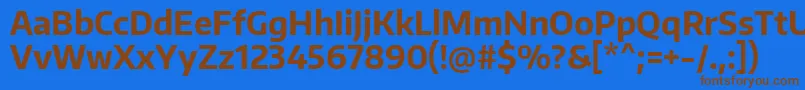 フォントEncodesansnarrowBold – 茶色の文字が青い背景にあります。