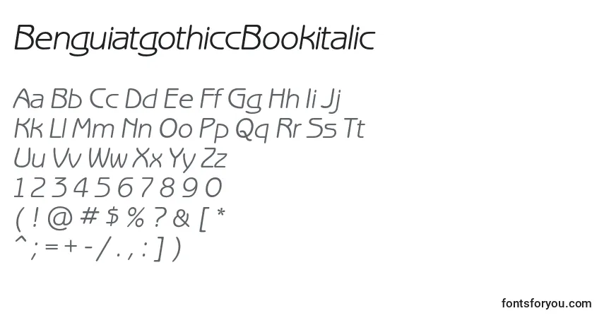 Czcionka BenguiatgothiccBookitalic – alfabet, cyfry, specjalne znaki