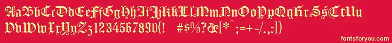 フォントKoenigsbergerunz1l – 黄色の文字、赤い背景