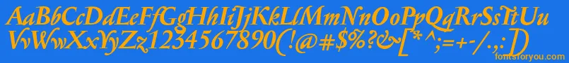 フォントSerapioniitxnBolditalic – オレンジ色の文字が青い背景にあります。