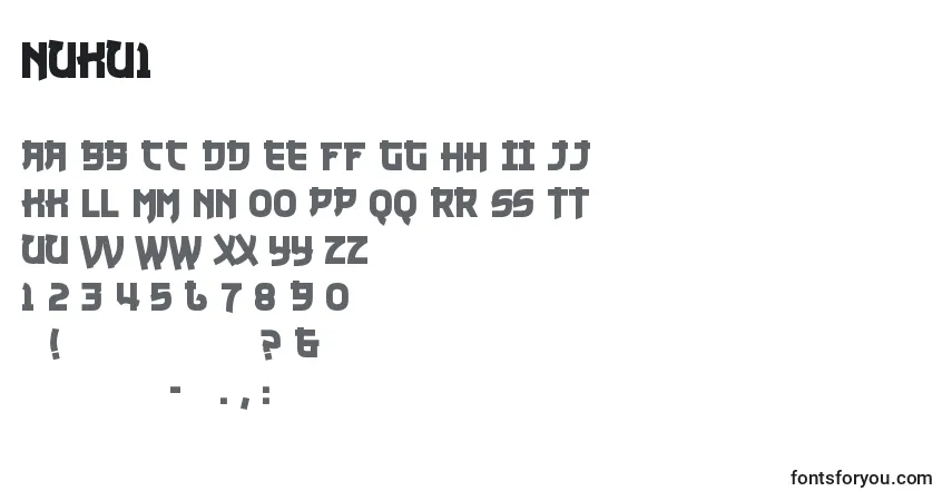 Czcionka Nuku1 – alfabet, cyfry, specjalne znaki