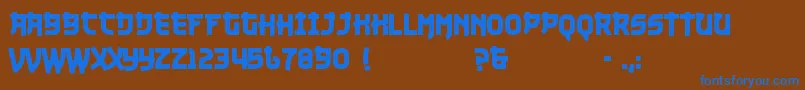 Nuku1-Schriftart – Blaue Schriften auf braunem Hintergrund