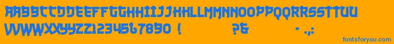 Nuku1-Schriftart – Blaue Schriften auf orangefarbenem Hintergrund