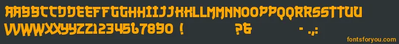 Nuku1-Schriftart – Orangefarbene Schriften auf schwarzem Hintergrund