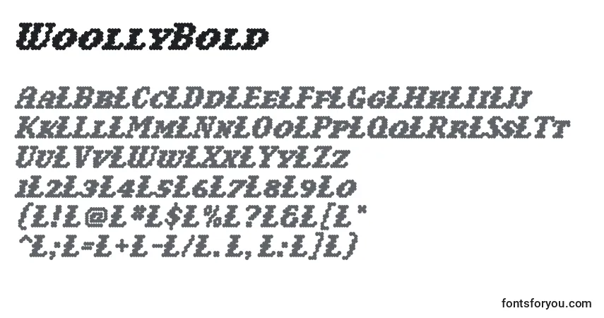 Шрифт WoollyBold – алфавит, цифры, специальные символы
