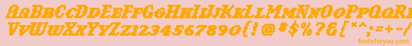 WoollyBold-Schriftart – Orangefarbene Schriften auf rosa Hintergrund