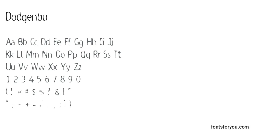 A fonte Dodgenbu – alfabeto, números, caracteres especiais