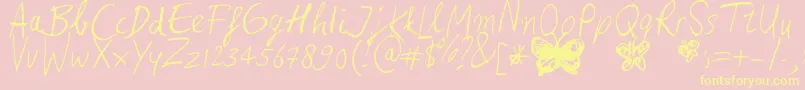 HeinasHurry-Schriftart – Gelbe Schriften auf rosa Hintergrund