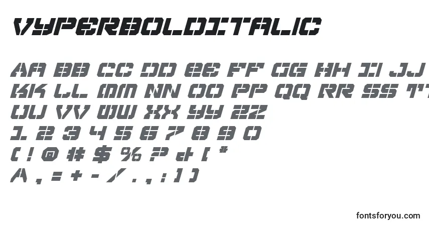 A fonte VyperBoldItalic – alfabeto, números, caracteres especiais