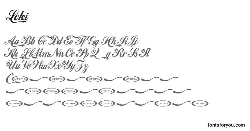 Czcionka Loki – alfabet, cyfry, specjalne znaki