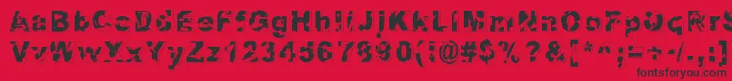 Dystopia-Schriftart – Schwarze Schriften auf rotem Hintergrund