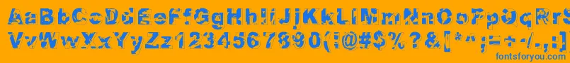 Dystopia Font – Blue Fonts on Orange Background