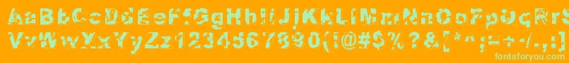 Dystopia Font – Green Fonts on Orange Background