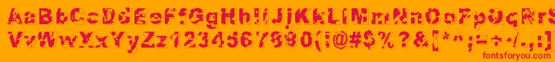フォントDystopia – オレンジの背景に赤い文字