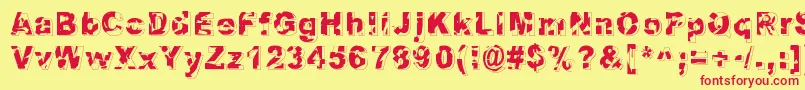 Dystopia Font – Red Fonts on Yellow Background