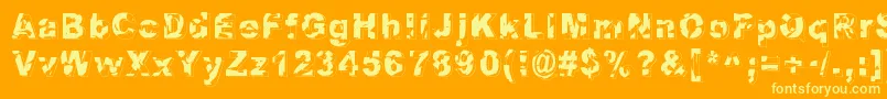Dystopia Font – Yellow Fonts on Orange Background