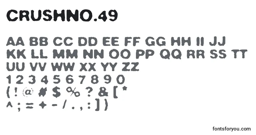 Czcionka CrushNo.49 – alfabet, cyfry, specjalne znaki