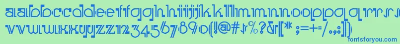 Boomeringuenf Font – Blue Fonts on Green Background