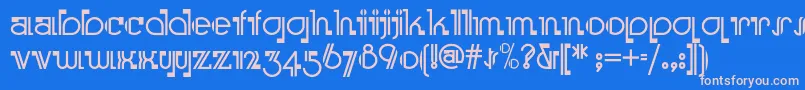 Boomeringuenf-Schriftart – Rosa Schriften auf blauem Hintergrund