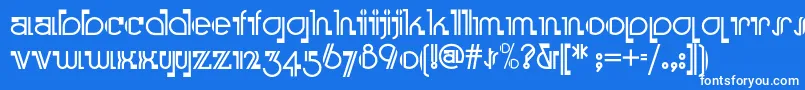 Шрифт Boomeringuenf – белые шрифты на синем фоне