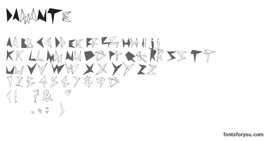 Schriftart DAmaNTe – Alphabet, Zahlen, spezielle Symbole