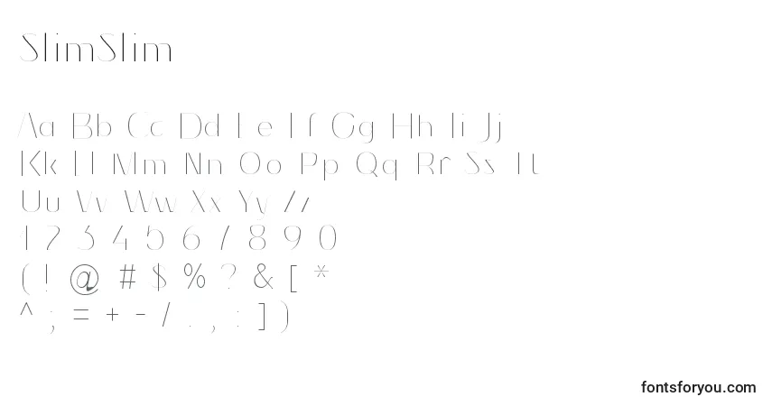 A fonte SlimSlim – alfabeto, números, caracteres especiais