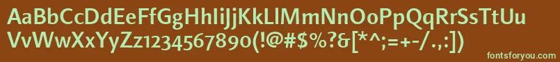 LinotypefinneganosfMedium-fontti – vihreät fontit ruskealla taustalla