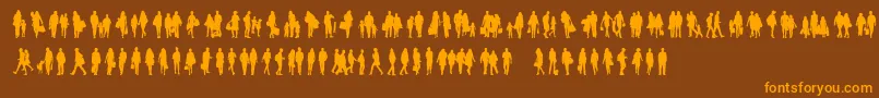 Townsfolk-Schriftart – Orangefarbene Schriften auf braunem Hintergrund