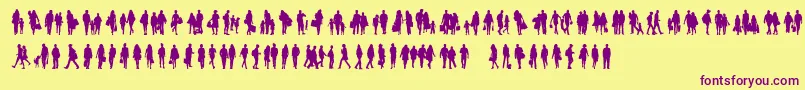 Townsfolk-Schriftart – Violette Schriften auf gelbem Hintergrund