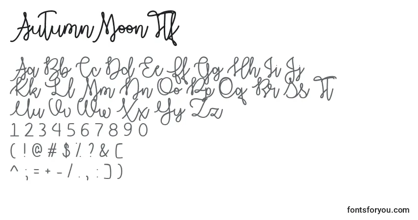 Czcionka AutumnMoonTtf – alfabet, cyfry, specjalne znaki