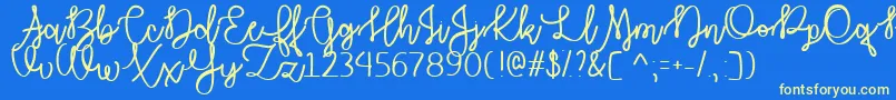 フォントAutumnMoonTtf – 黄色の文字、青い背景