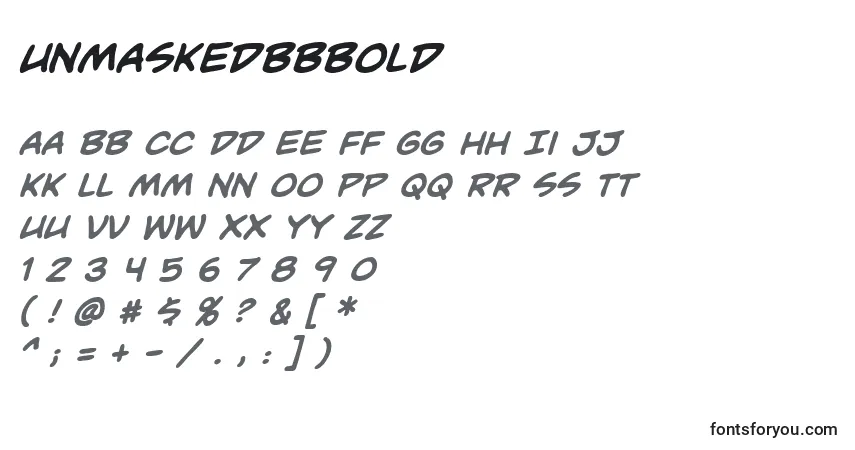 Schriftart UnmaskedBbBold – Alphabet, Zahlen, spezielle Symbole