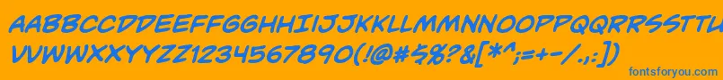 フォントUnmaskedBbBold – オレンジの背景に青い文字