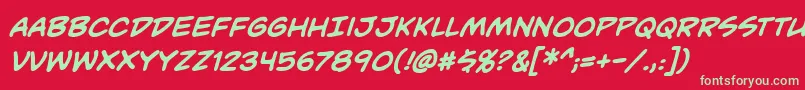 UnmaskedBbBold Font – Green Fonts on Red Background