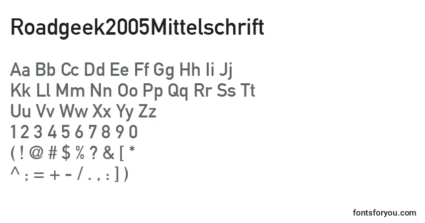 Шрифт Roadgeek2005Mittelschrift – алфавит, цифры, специальные символы