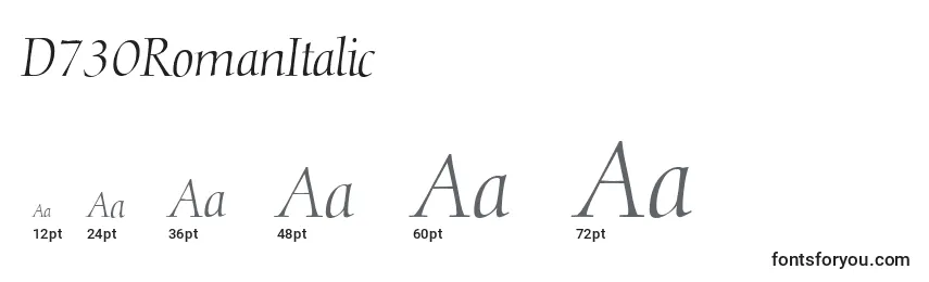 D730RomanItalic Font Sizes