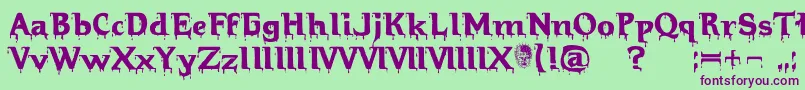 Hellraiserbloody Font – Purple Fonts on Green Background