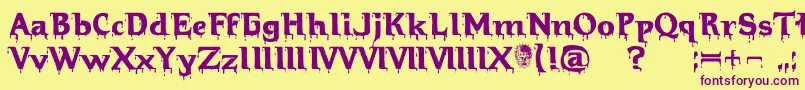Hellraiserbloody Font – Purple Fonts on Yellow Background