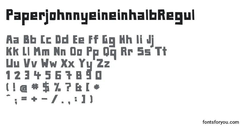 A fonte PaperjohnnyeineinhalbRegul – alfabeto, números, caracteres especiais