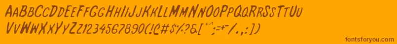 Intshl-Schriftart – Braune Schriften auf orangefarbenem Hintergrund