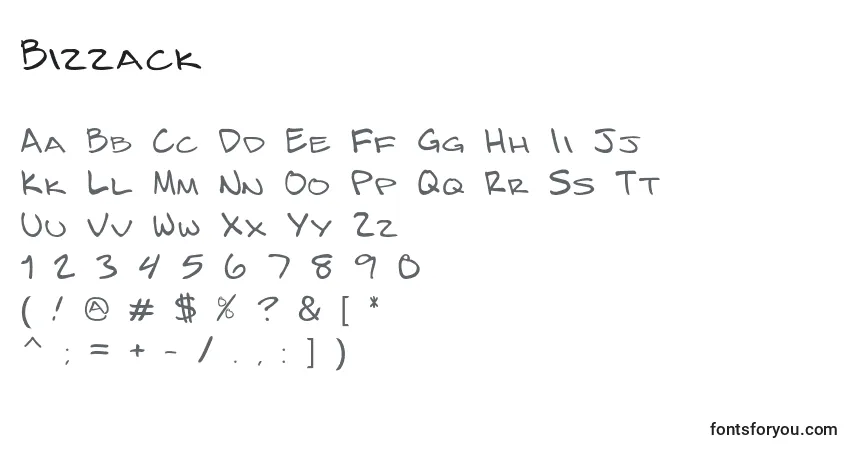 A fonte Bizzack – alfabeto, números, caracteres especiais